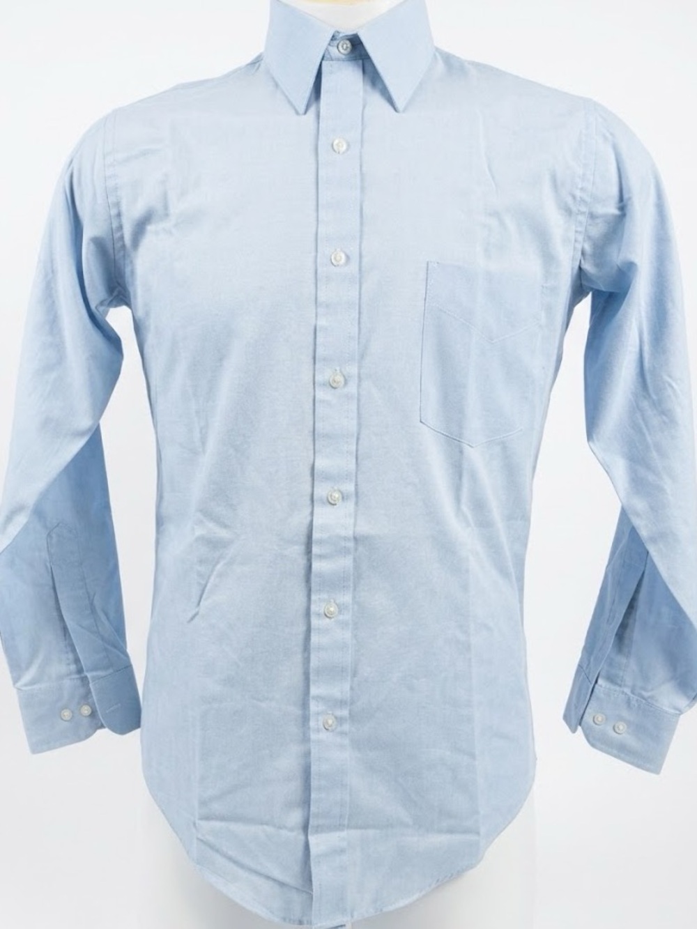 Men's Light Blue Long-Sleeve Dress Shirt with Point Collar 15 1/2 32/33